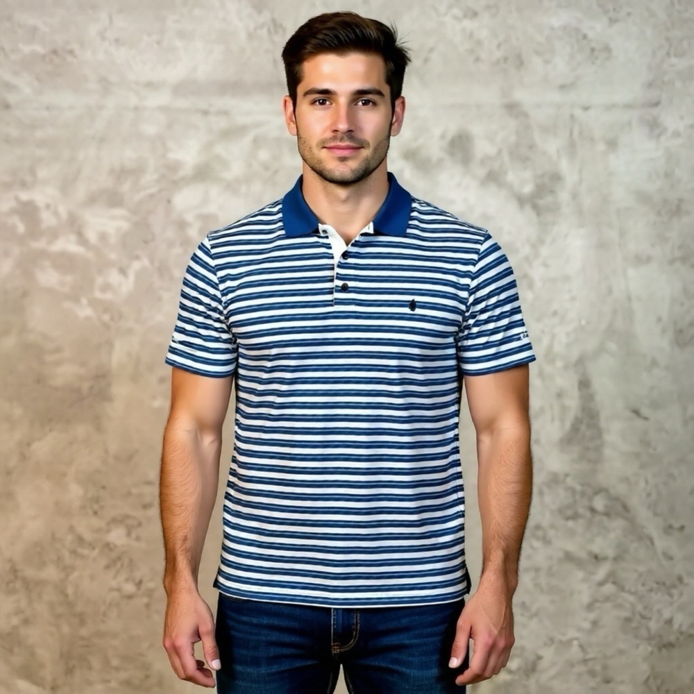 Brooks Brothers Polo Shirt Mens XL Mercerized Cotton Blend Blue Stripe Golf